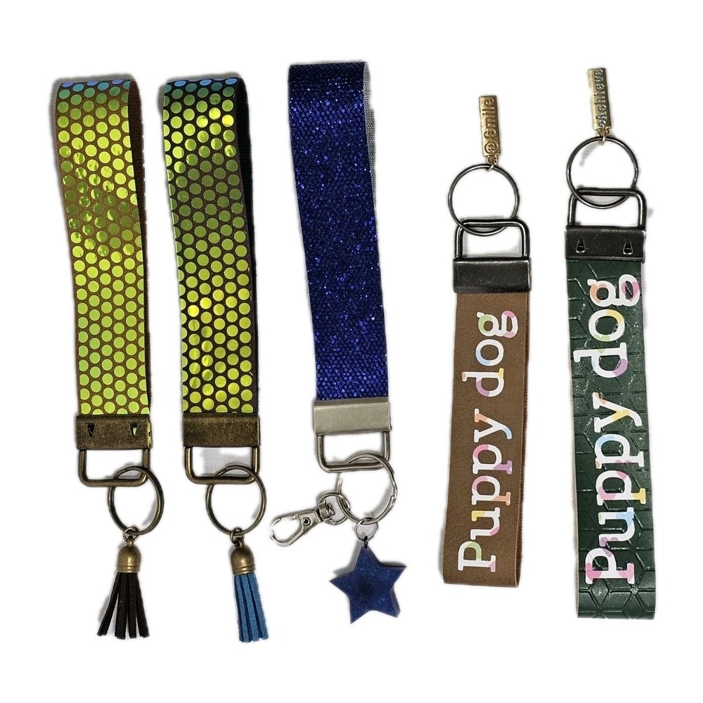 Lot Of 5 Country Blessings Colorful Fun faux leather key fob‎ wristlets Sparkle